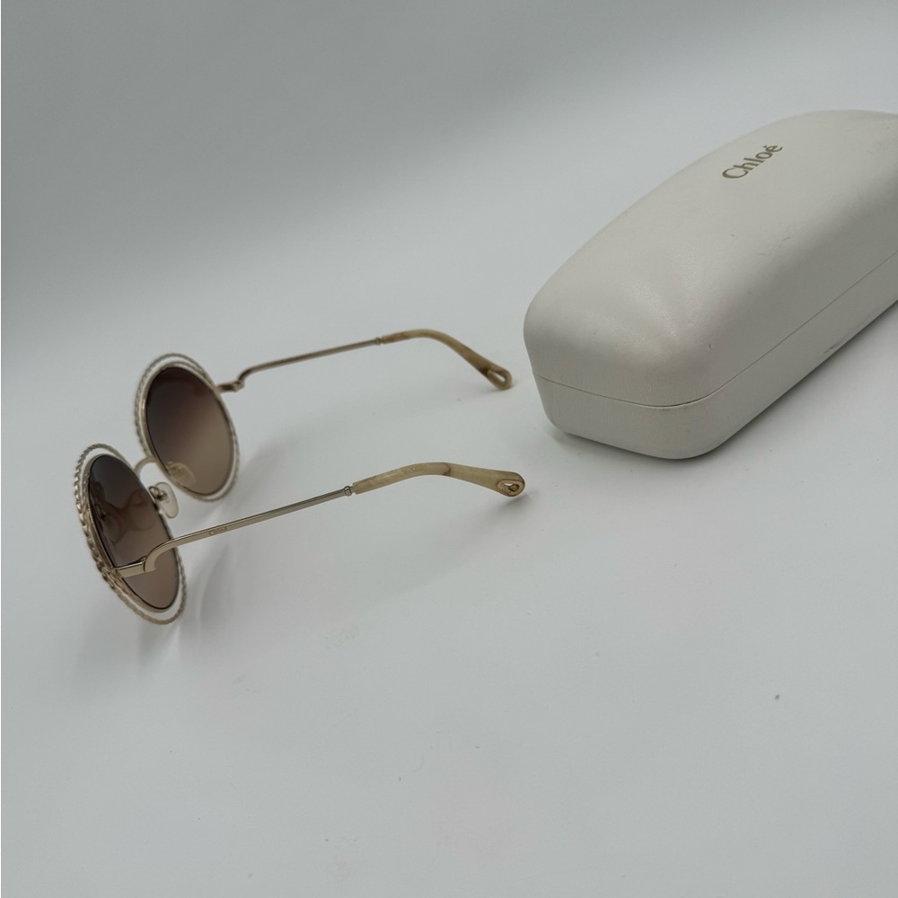 Chloe Braided Gold Sunglasses with Gradient Brown Lenses - Picture 7 of 9